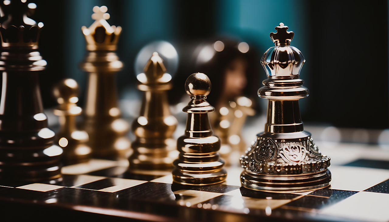 elegant golden chess set